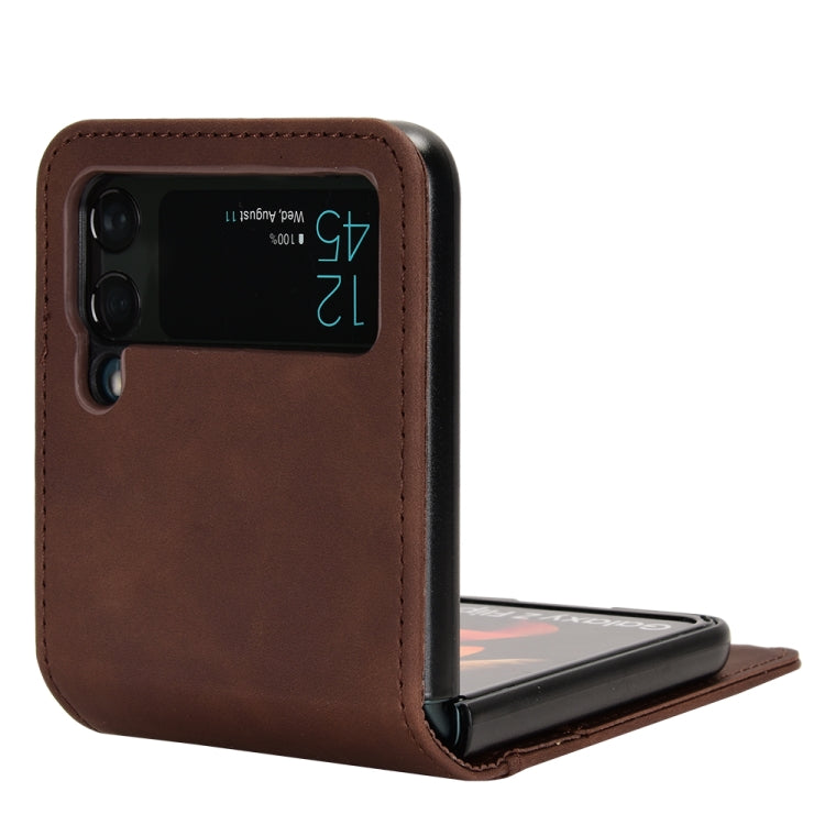 For Samsung Galaxy Z Flip3 5G Skin-feeling Half-split External Card Slot Folding Phone Case