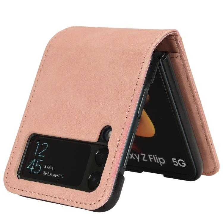 For Samsung Galaxy Z Flip4 5G Skin-feeling Half-split External Card Slot Folding Phone Case