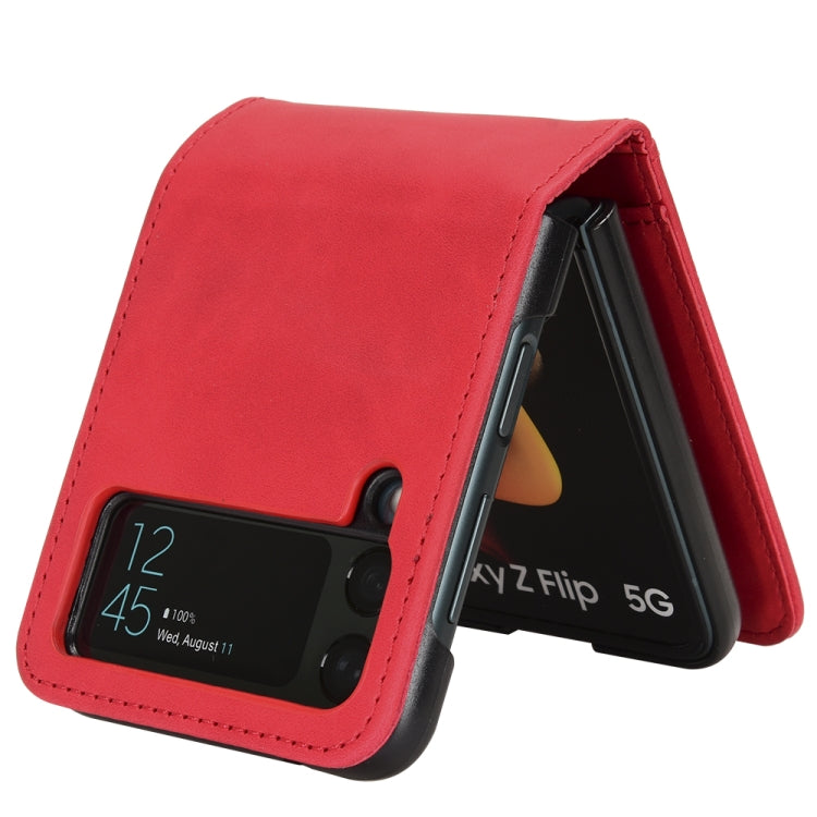 For Samsung Galaxy Z Flip4 5G Skin-feeling Half-split External Card Slot Folding Phone Case