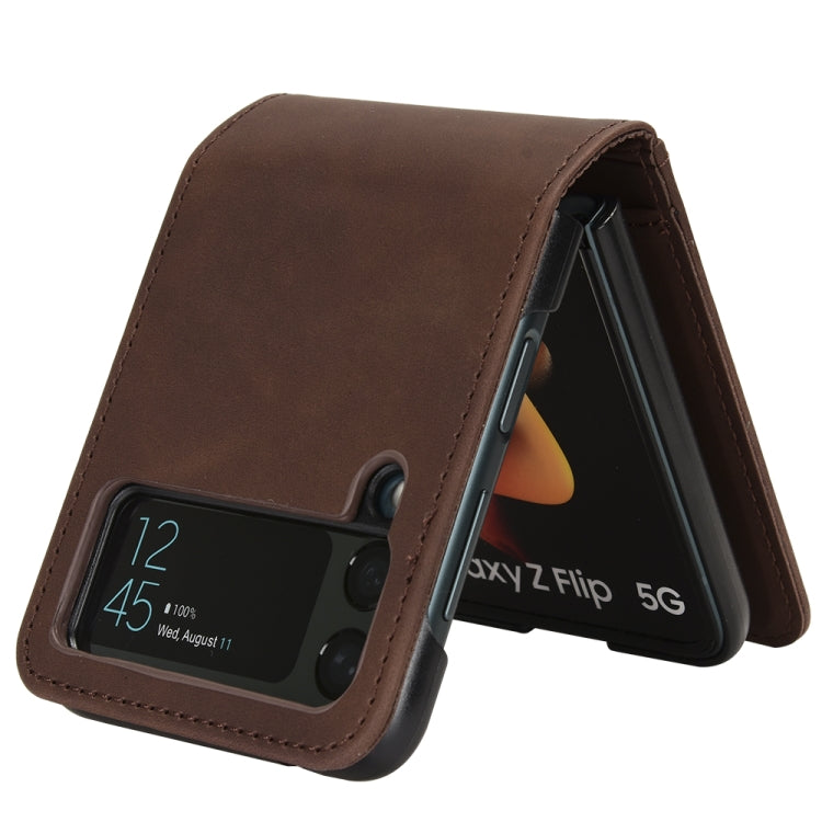For Samsung Galaxy Z Flip4 5G Skin-feeling Half-split External Card Slot Folding Phone Case