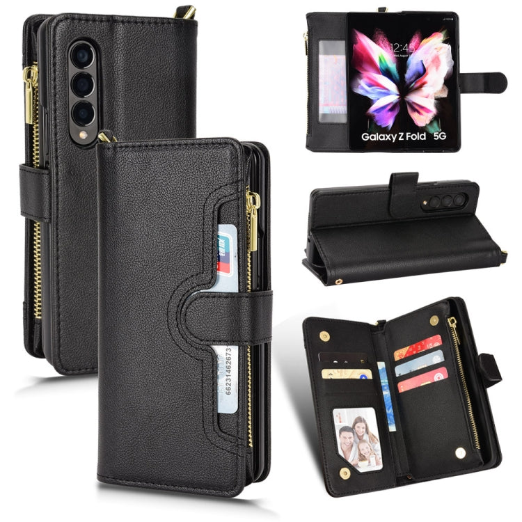 For Samsung Galaxy Z Fold4 5G Litchi Texture Zipper Leather Phone Case