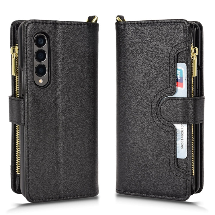 For Samsung Galaxy Z Fold4 5G Litchi Texture Zipper Leather Phone Case