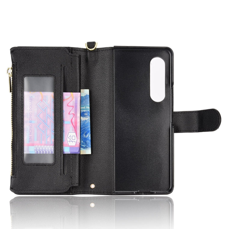 For Samsung Galaxy Z Fold4 5G Litchi Texture Zipper Leather Phone Case