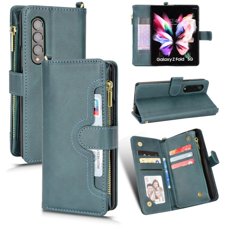 For Samsung Galaxy Z Fold4 5G Litchi Texture Zipper Leather Phone Case