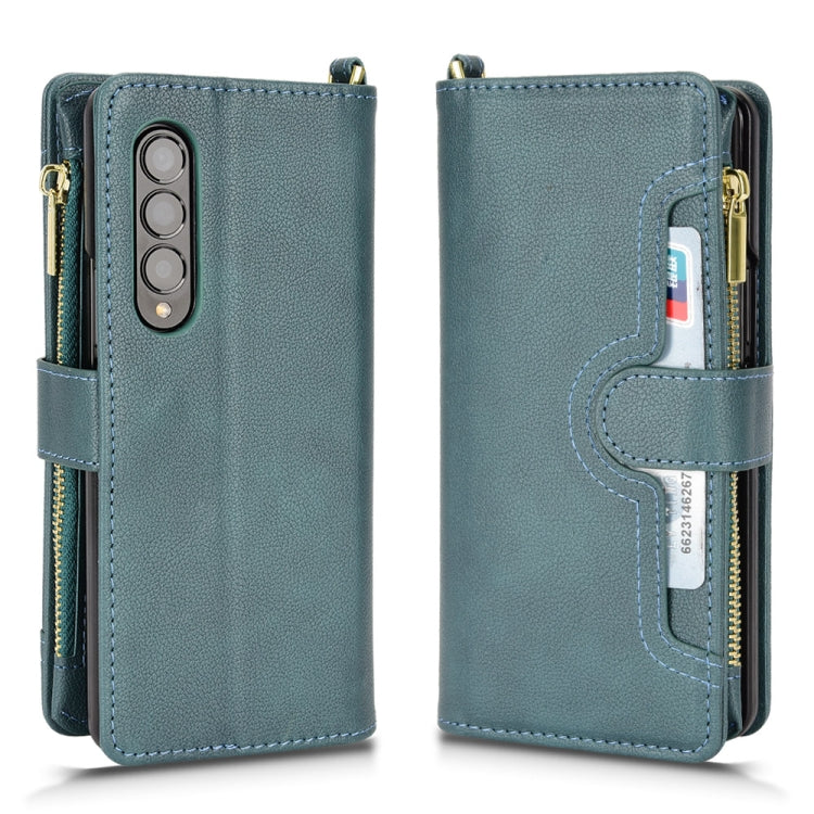 For Samsung Galaxy Z Fold4 5G Litchi Texture Zipper Leather Phone Case