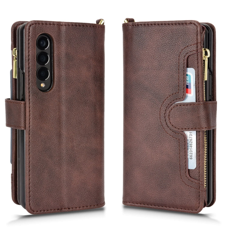 For Samsung Galaxy Z Fold4 5G Litchi Texture Zipper Leather Phone Case