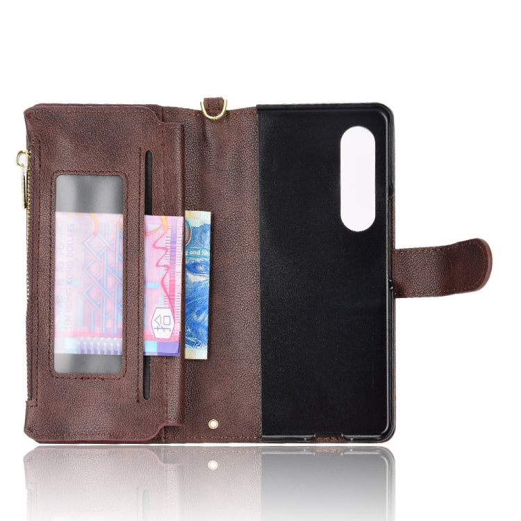 For Samsung Galaxy Z Fold4 5G Litchi Texture Zipper Leather Phone Case