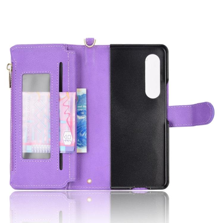 For Samsung Galaxy Z Fold4 5G Litchi Texture Zipper Leather Phone Case