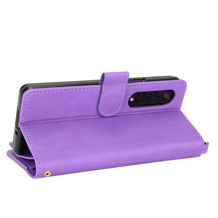 For Samsung Galaxy Z Fold4 5G Litchi Texture Zipper Leather Phone Case