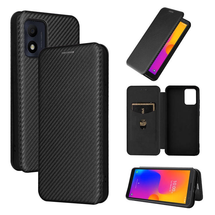 For Alcatel 1B 2022 Carbon Fiber Texture Flip Leather Phone Case