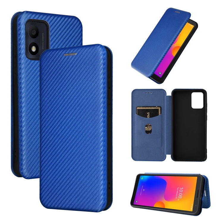 For Alcatel 1B 2022 Carbon Fiber Texture Flip Leather Phone Case