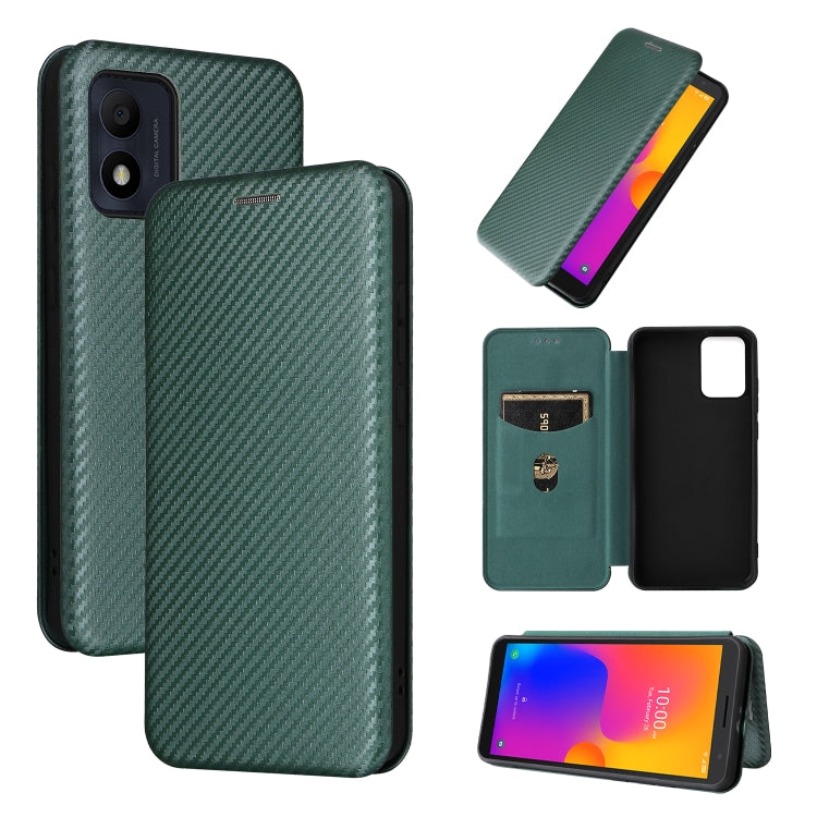 For Alcatel 1B 2022 Carbon Fiber Texture Flip Leather Phone Case