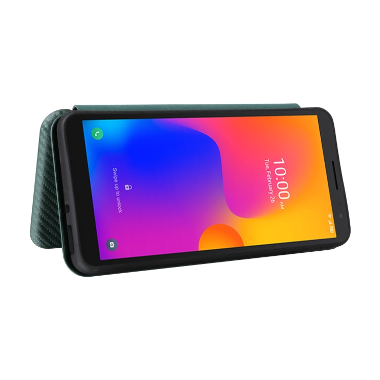 For Alcatel 1B 2022 Carbon Fiber Texture Flip Leather Phone Case