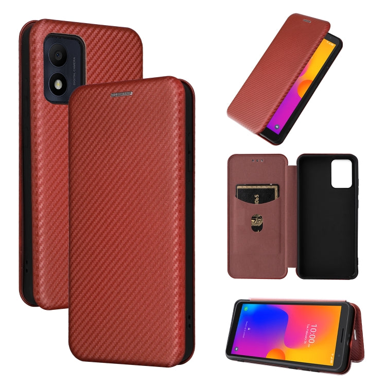 For Alcatel 1B 2022 Carbon Fiber Texture Flip Leather Phone Case