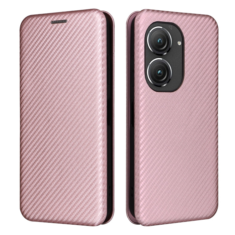 For Asus Zenfone 9 Carbon Fiber Texture Flip Leather Phone Case