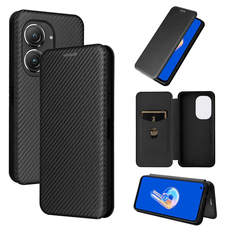 For Asus Zenfone 9 Carbon Fiber Texture Flip Leather Phone Case