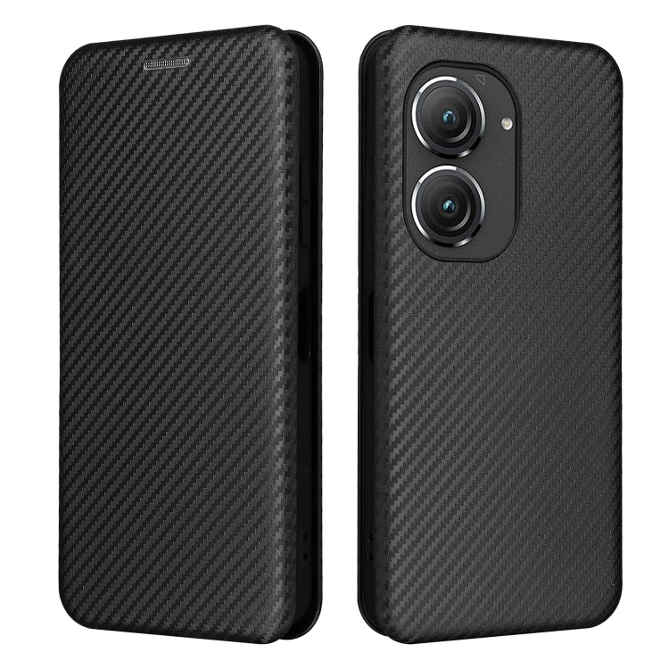 For Asus Zenfone 9 Carbon Fiber Texture Flip Leather Phone Case