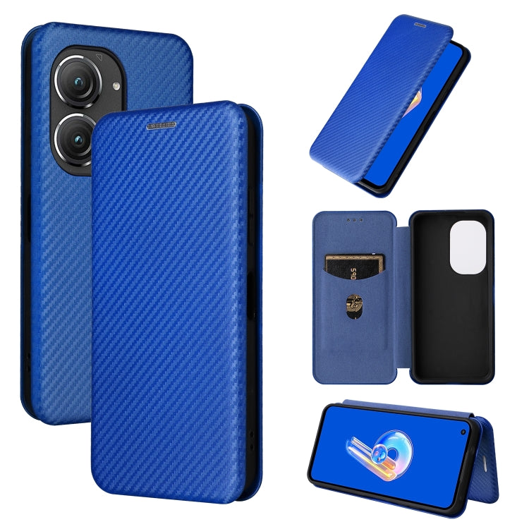 For Asus Zenfone 9 Carbon Fiber Texture Flip Leather Phone Case