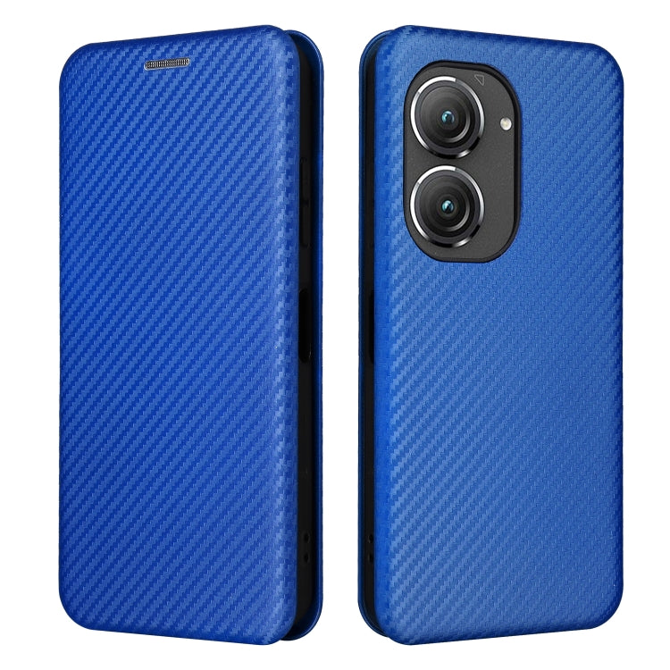 For Asus Zenfone 9 Carbon Fiber Texture Flip Leather Phone Case