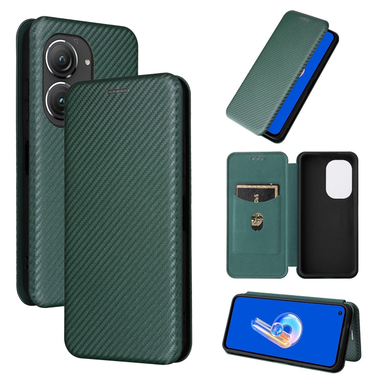 For Asus Zenfone 9 Carbon Fiber Texture Flip Leather Phone Case