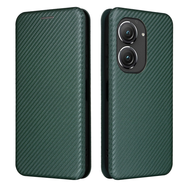 For Asus Zenfone 9 Carbon Fiber Texture Flip Leather Phone Case