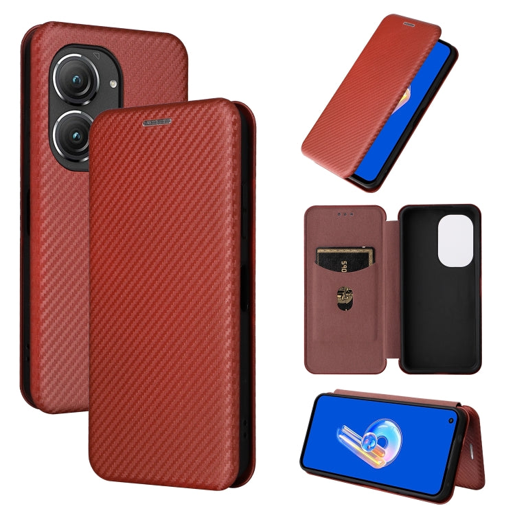 For Asus Zenfone 9 Carbon Fiber Texture Flip Leather Phone Case