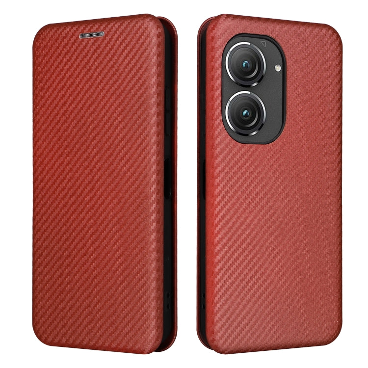 For Asus Zenfone 9 Carbon Fiber Texture Flip Leather Phone Case