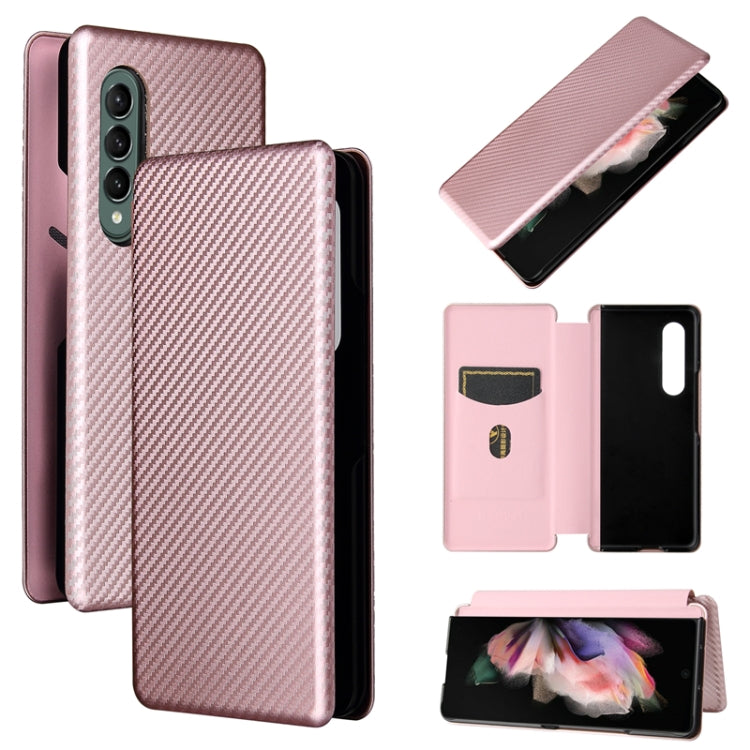 For Samsung Galaxy Z Fold4 Carbon Fiber Texture Flip Leather Phone Case