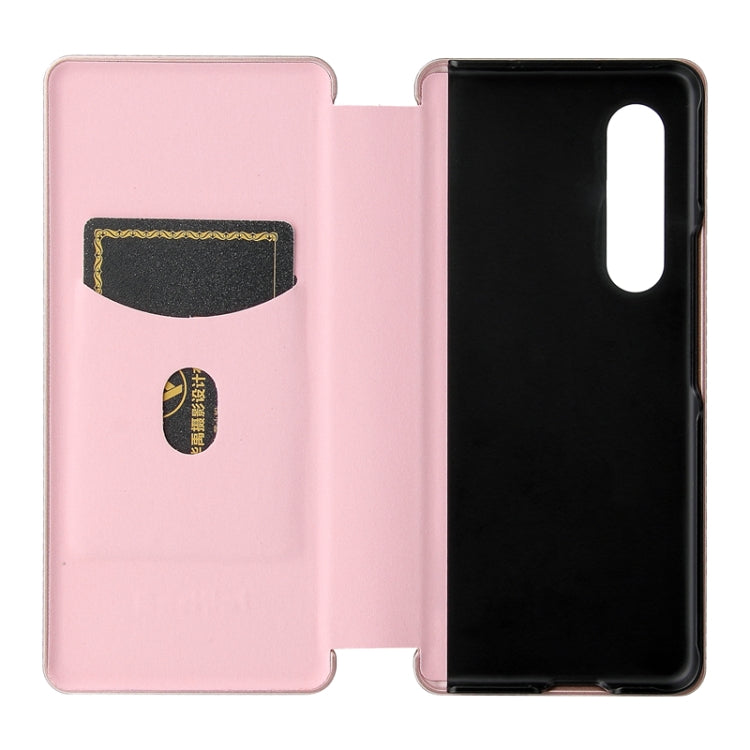 For Samsung Galaxy Z Fold4 Carbon Fiber Texture Flip Leather Phone Case