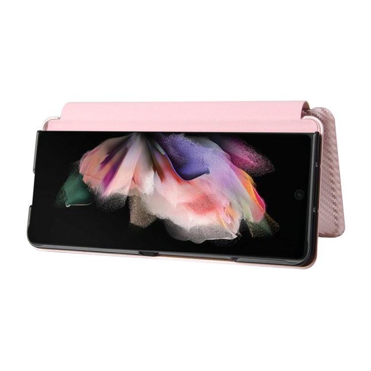 For Samsung Galaxy Z Fold4 Carbon Fiber Texture Flip Leather Phone Case