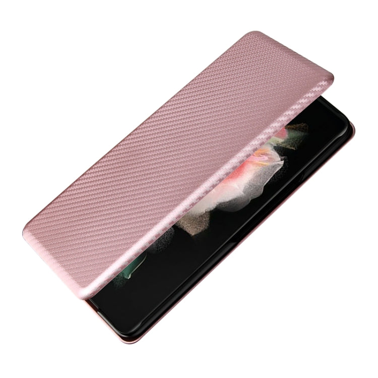 For Samsung Galaxy Z Fold4 Carbon Fiber Texture Flip Leather Phone Case