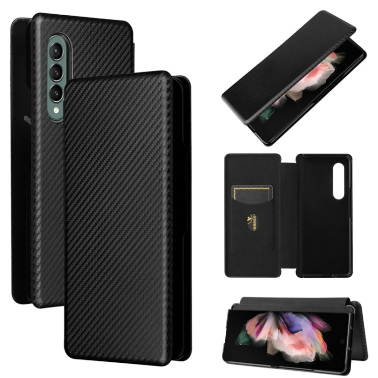 For Samsung Galaxy Z Fold4 Carbon Fiber Texture Flip Leather Phone Case