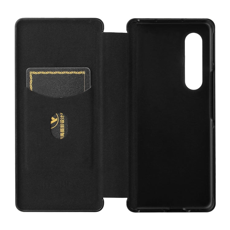For Samsung Galaxy Z Fold4 Carbon Fiber Texture Flip Leather Phone Case