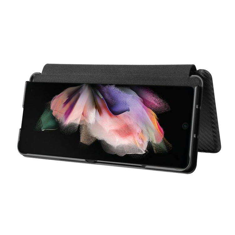 For Samsung Galaxy Z Fold4 Carbon Fiber Texture Flip Leather Phone Case