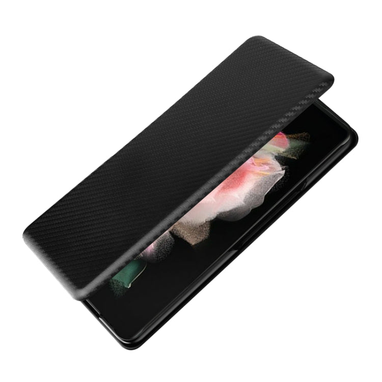 For Samsung Galaxy Z Fold4 Carbon Fiber Texture Flip Leather Phone Case