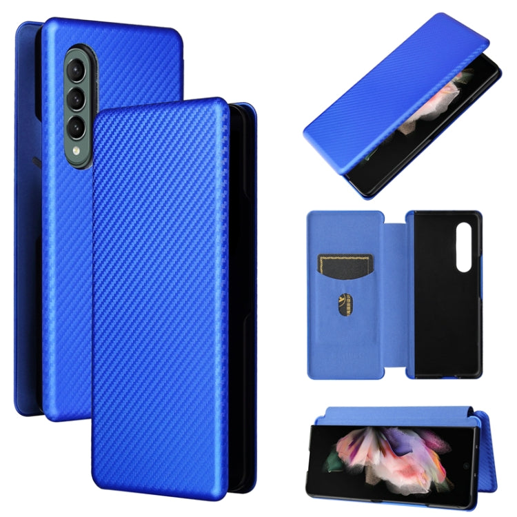 For Samsung Galaxy Z Fold4 Carbon Fiber Texture Flip Leather Phone Case