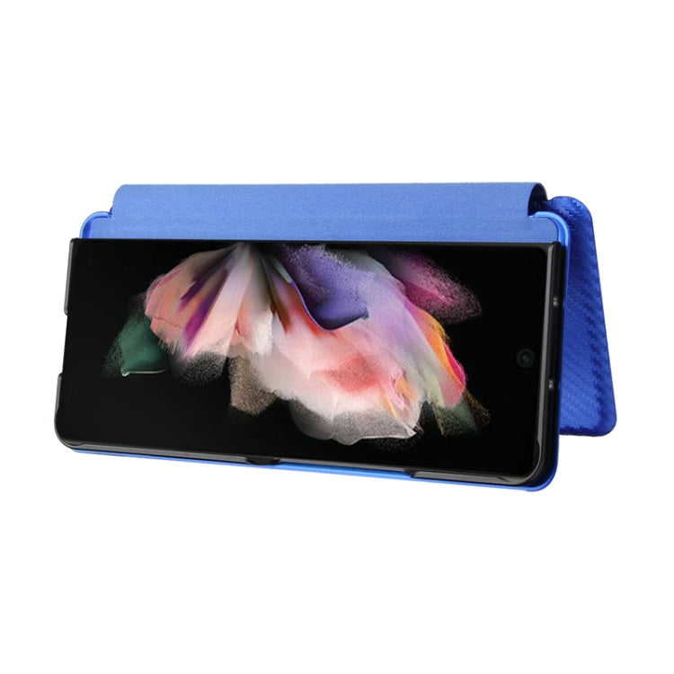 For Samsung Galaxy Z Fold4 Carbon Fiber Texture Flip Leather Phone Case