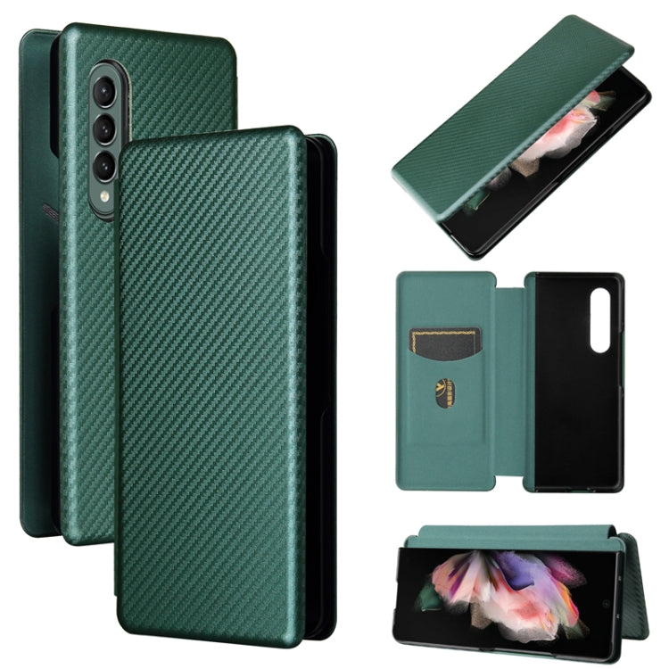 For Samsung Galaxy Z Fold4 Carbon Fiber Texture Flip Leather Phone Case