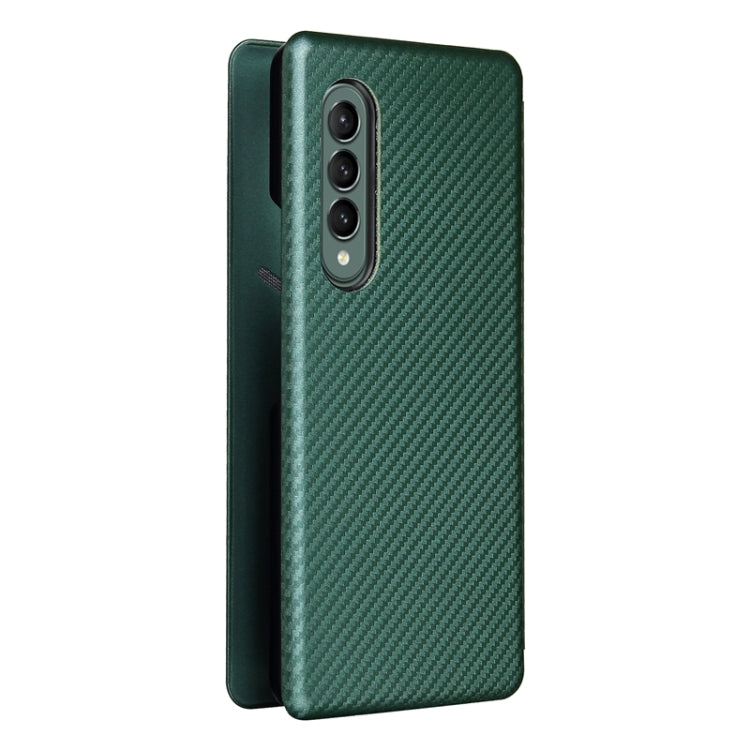 For Samsung Galaxy Z Fold4 Carbon Fiber Texture Flip Leather Phone Case