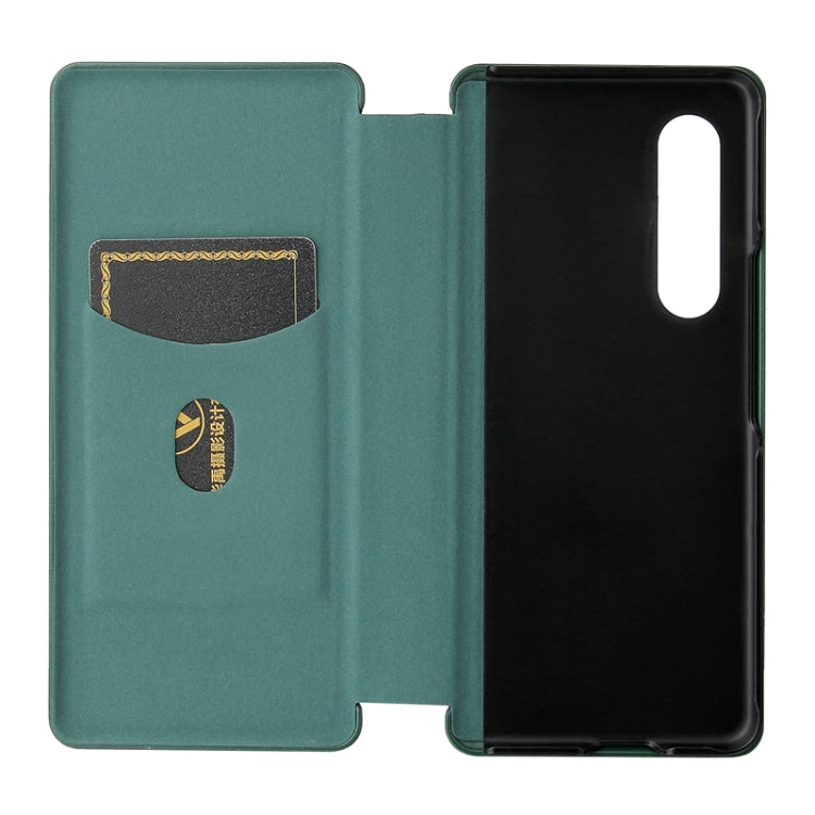 For Samsung Galaxy Z Fold4 Carbon Fiber Texture Flip Leather Phone Case
