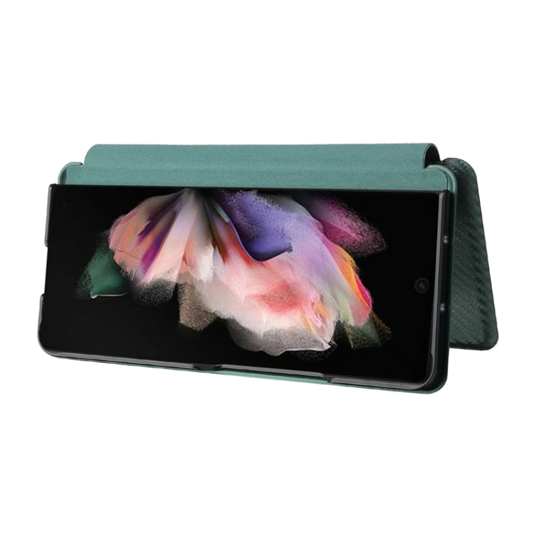For Samsung Galaxy Z Fold4 Carbon Fiber Texture Flip Leather Phone Case