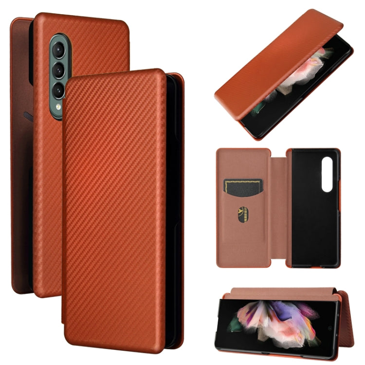 For Samsung Galaxy Z Fold4 Carbon Fiber Texture Flip Leather Phone Case