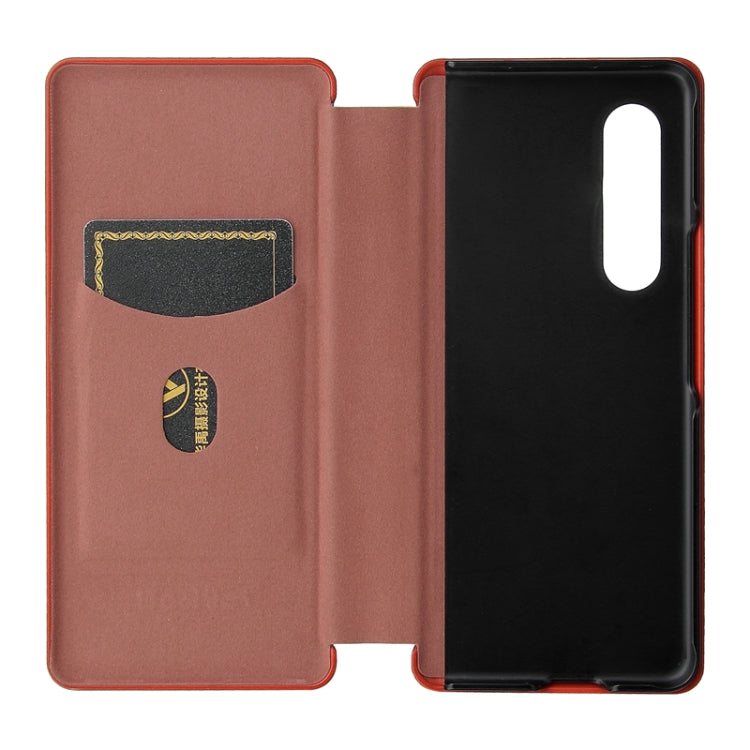 For Samsung Galaxy Z Fold4 Carbon Fiber Texture Flip Leather Phone Case