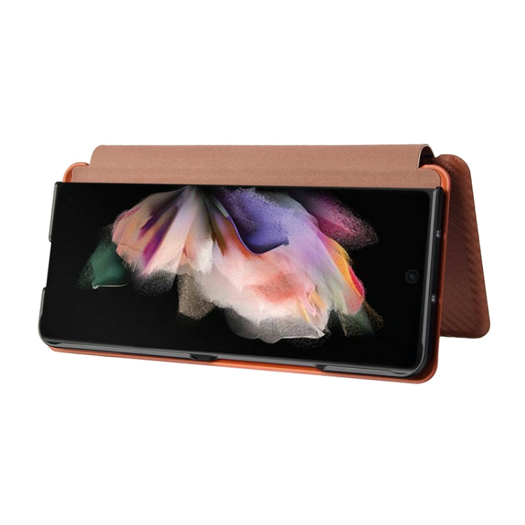 For Samsung Galaxy Z Fold4 Carbon Fiber Texture Flip Leather Phone Case