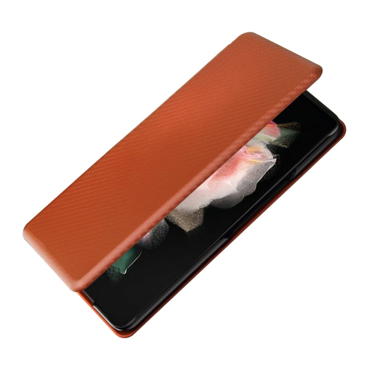 For Samsung Galaxy Z Fold4 Carbon Fiber Texture Flip Leather Phone Case