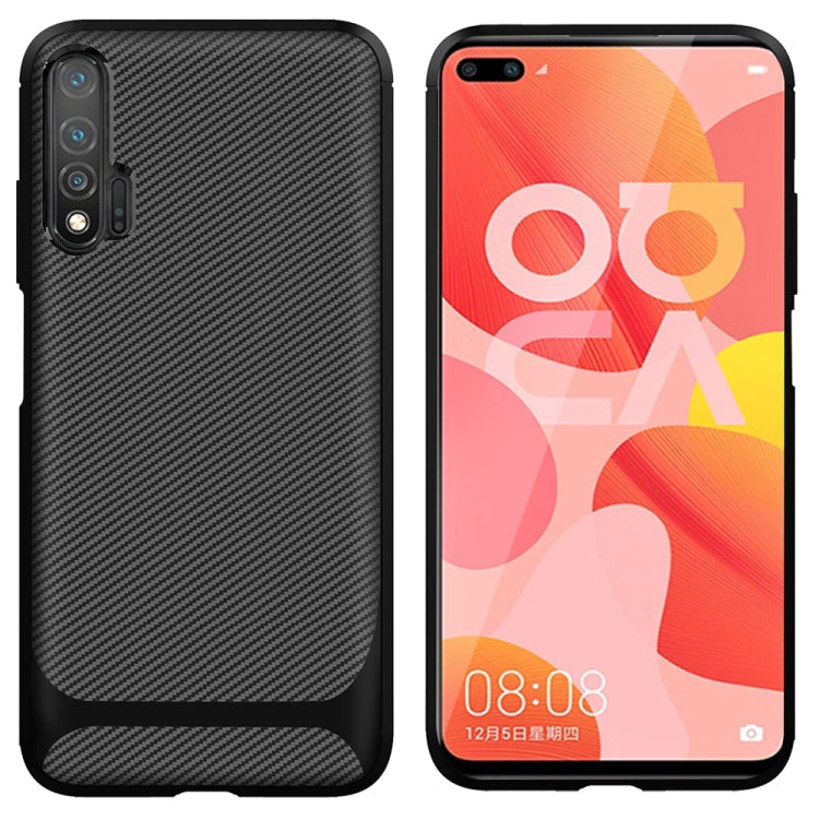For Huawei nova 6 Carbon Fiber Texture Shockproof TPU Protective Case
