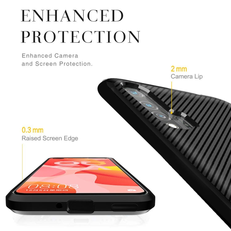 For Huawei nova 6 Carbon Fiber Texture Shockproof TPU Protective Case