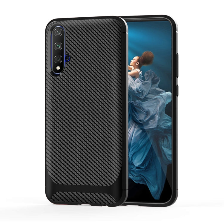 For Huawei nova 5T / Honor 20s Carbon Fiber Texture Shockproof TPU Protective Case