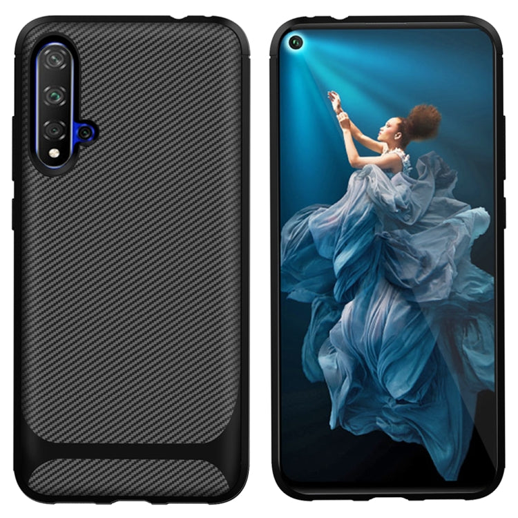 For Huawei nova 5T / Honor 20s Carbon Fiber Texture Shockproof TPU Protective Case