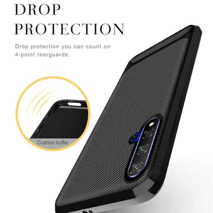For Huawei nova 5T / Honor 20s Carbon Fiber Texture Shockproof TPU Protective Case